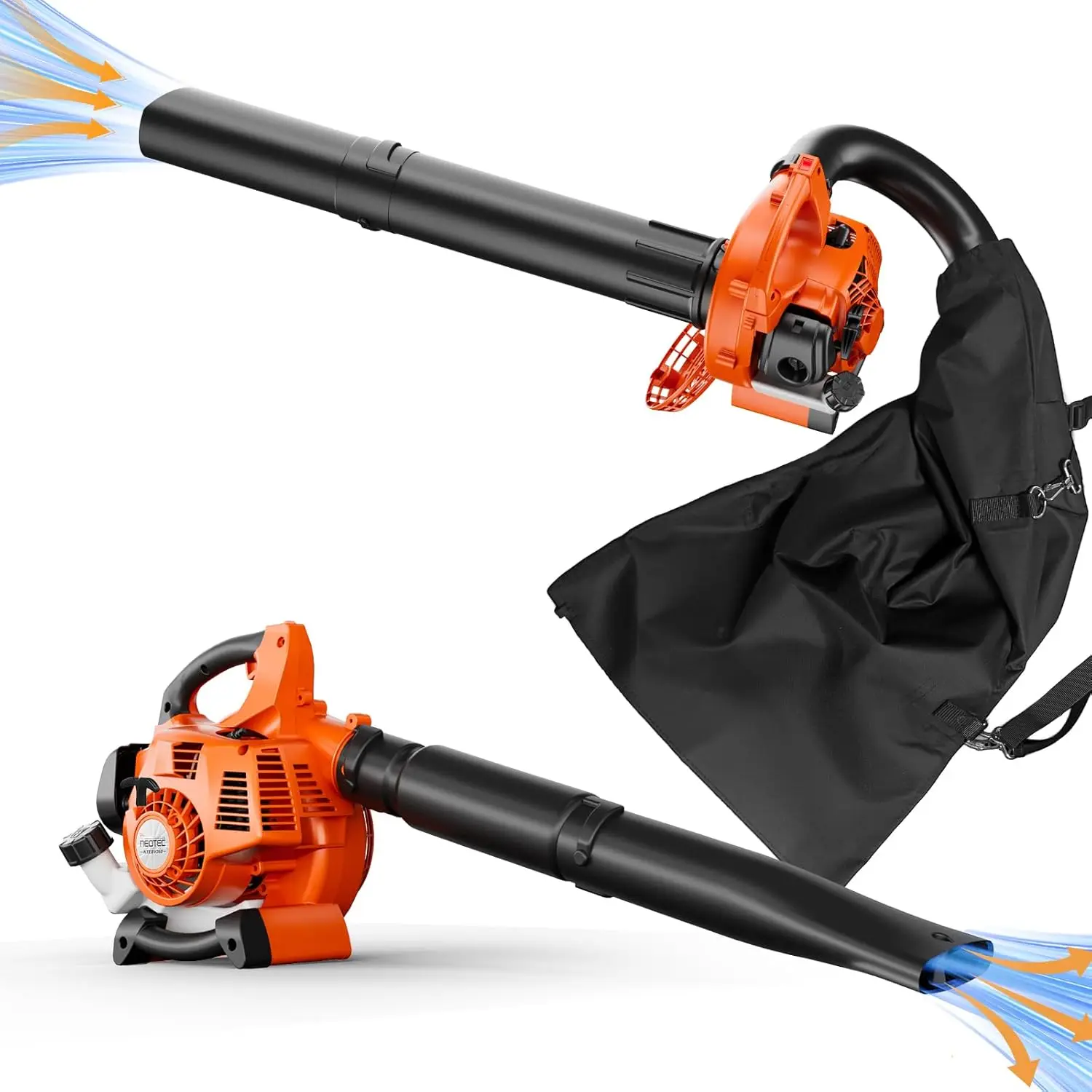 3 في 1 منفاخ أوراق الغاز المهاد اللاسلكي مع حقيبة 432CFM 180 MPH 25.4cc 2-Cycle منفاخ يعمل بالغاز خفيف الوزن للحديقة Ca