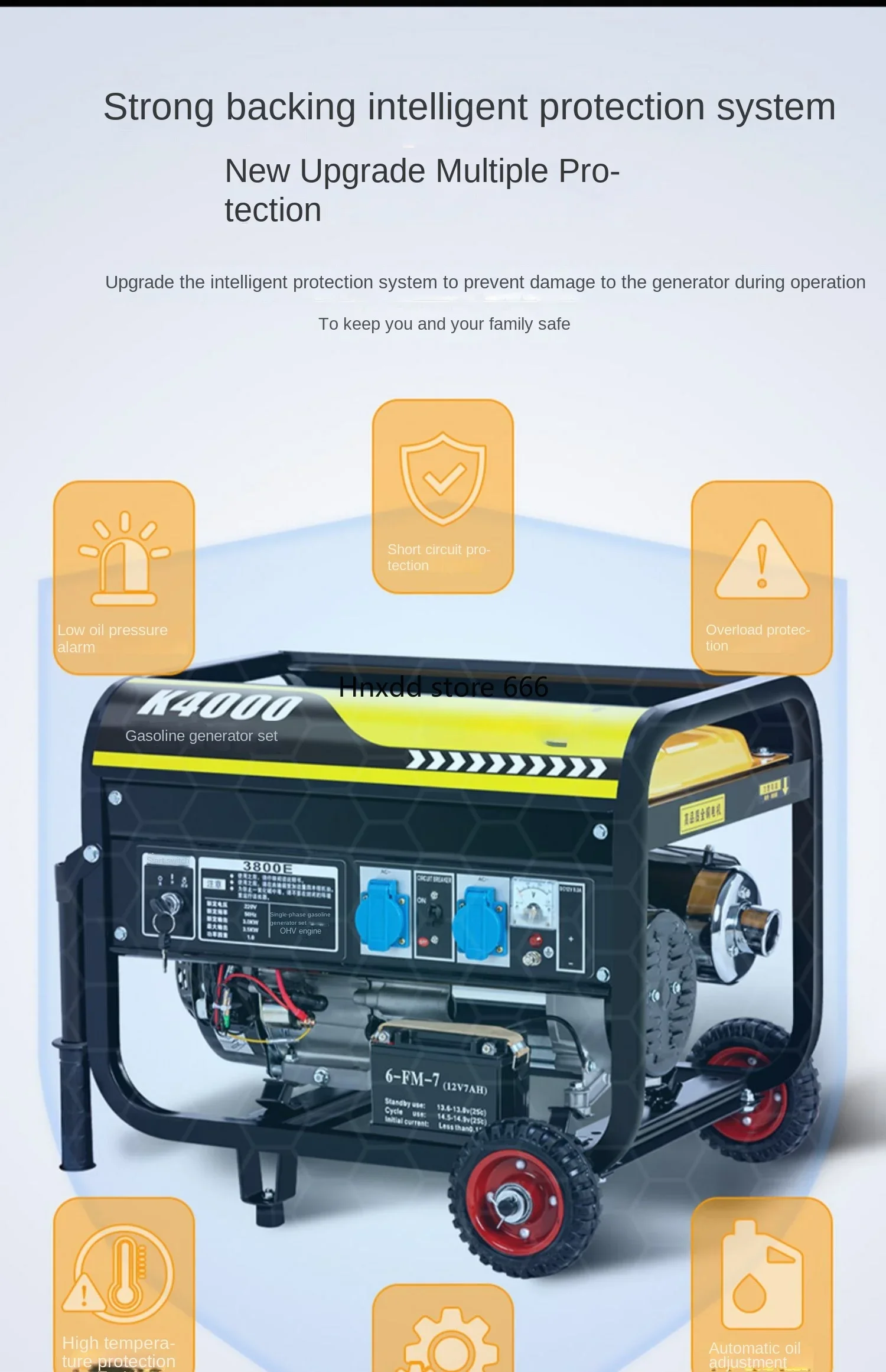 Gasoline generator, small single three-phase electricity, 380 volts, 5KW6/8 kW outdoors