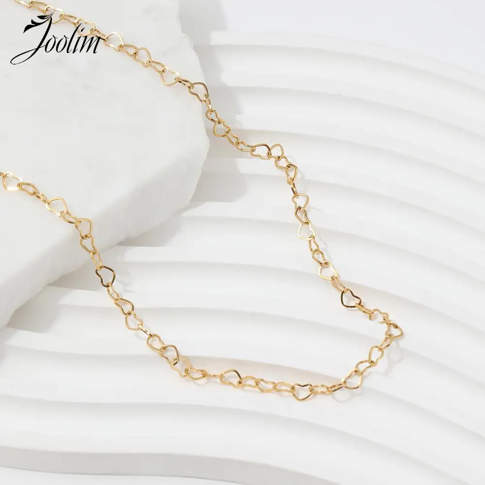 Joolim Jewelry Pvd Wholesale Waterproof Fashion Love Heart Link Chain Stainless Steel Necklace For Women