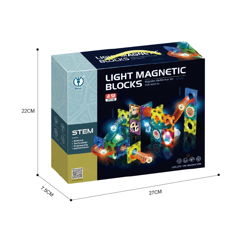 حار بيع 49 قطعة ألعاب المكعبات المغناطيسية لعبة تعليمية كتلة لعبة ذاتية الصنع مع كرة لفة خفيفة