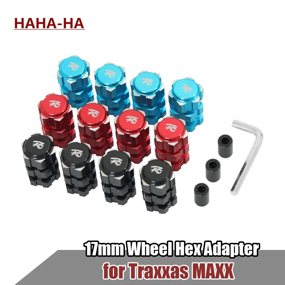 4Pcs Metal 17mm Hex Wheel Hubs Splined Coupler Adapter Wide for 1/10 RC Monster Truck  Maxx 89076-4 Upgrade Parts