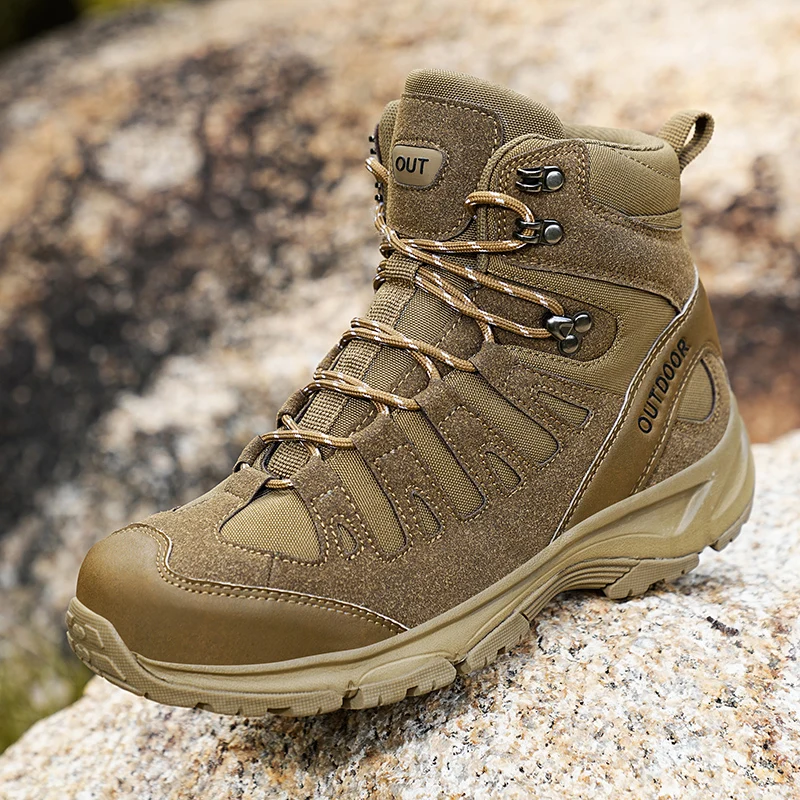 

New Winter High-top Men's Hiking Boots, Outdoor Shoes, Lace-up Anti-slip Sports and Casual Hiking Boots, Men's Warm Shoes