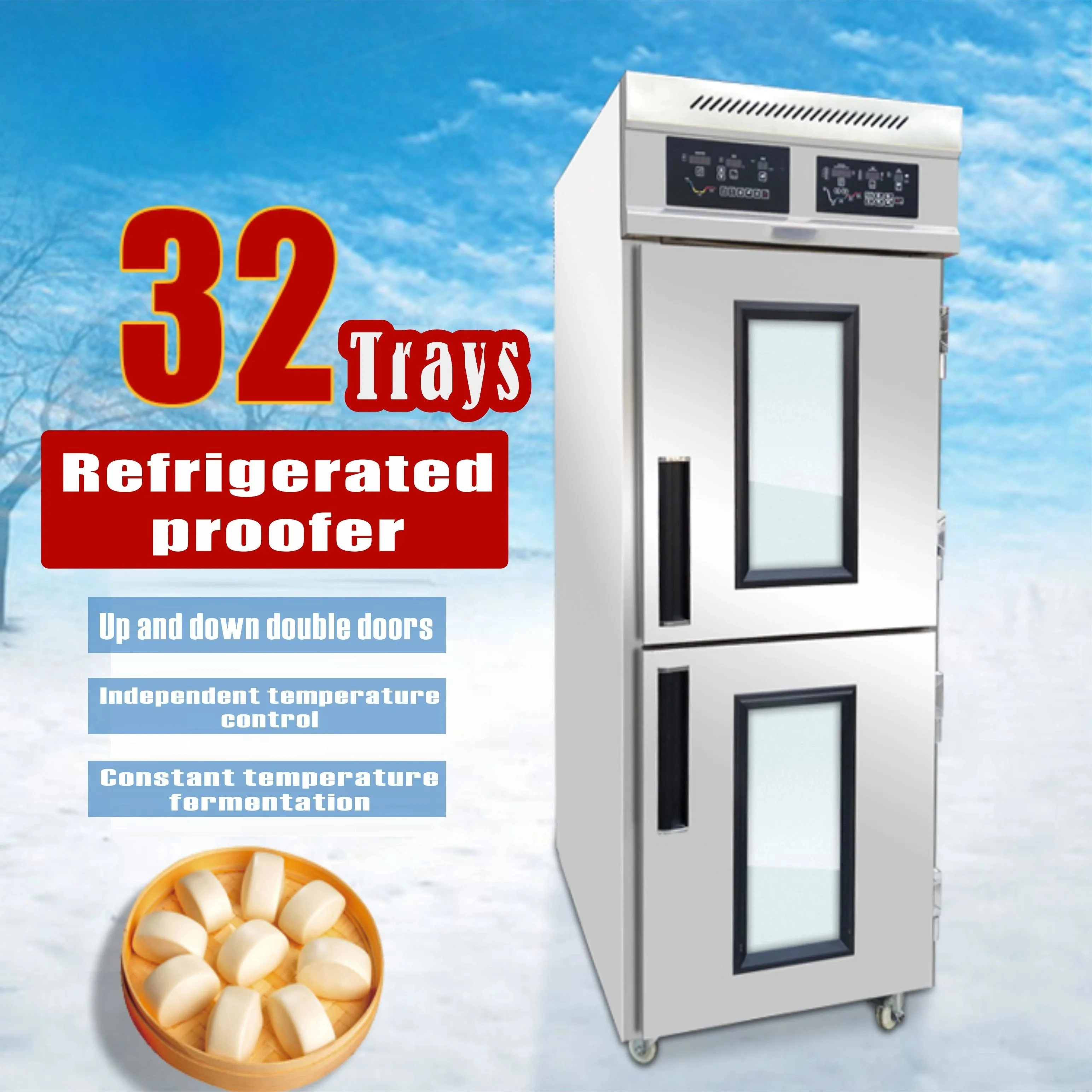 For 32 trays upper and lower double doors refrigerated proofing machine bread fermentation  refrigerated proofing machine