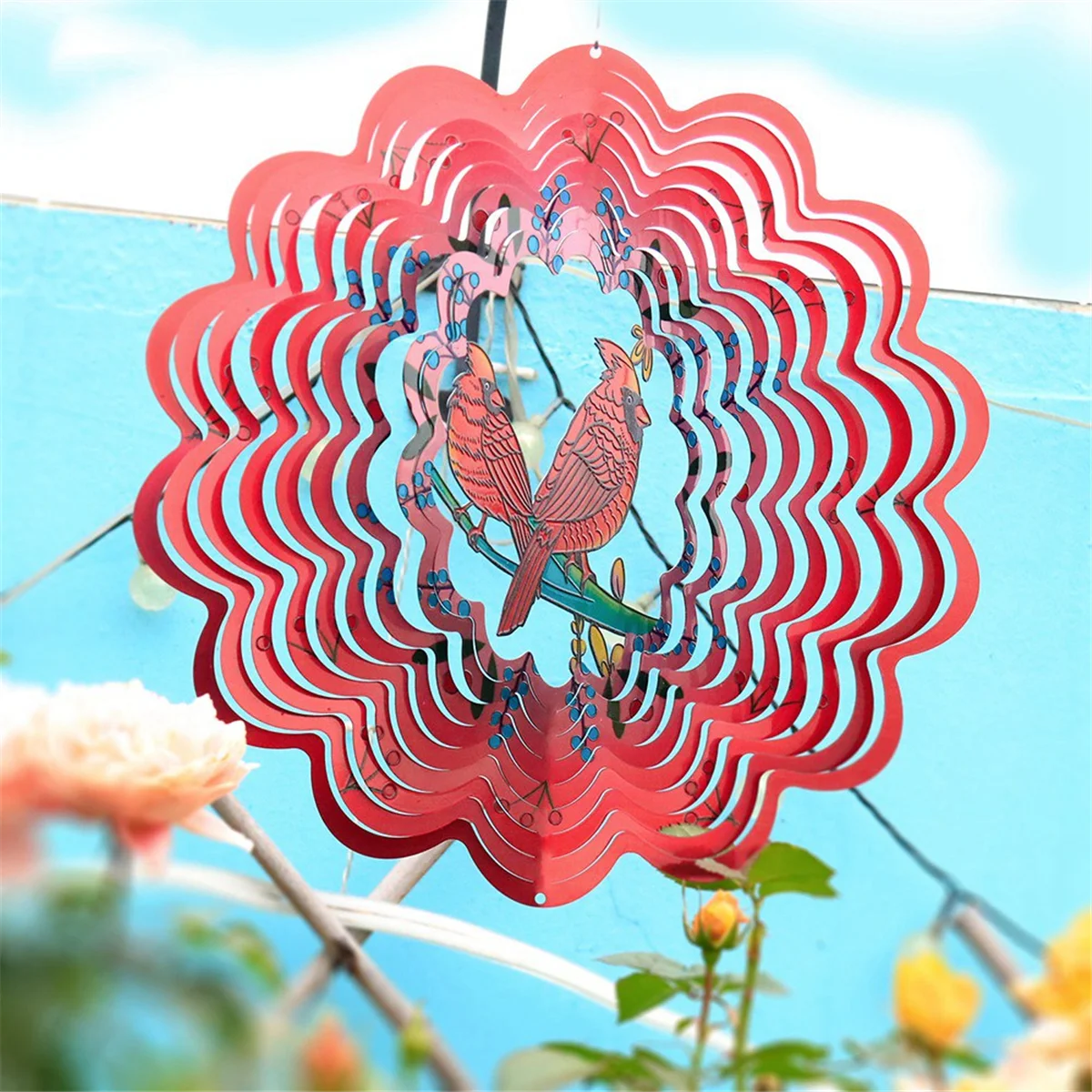 

Wind Spinner3D Wind Spinner Redbird 12-дюймовый садовый блесны с лазерной резкой, подвесные ветровые блесны, металлический двор, арт-деко, домашний/наружный декор