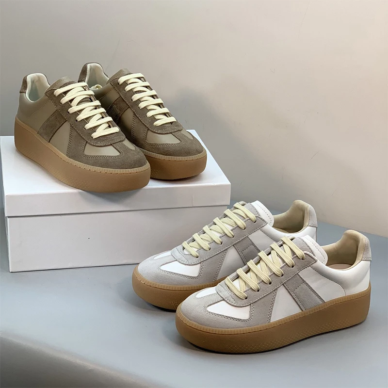 

Women's Casual Thicksoled Sneakers Retro Versatile Flat Shoes Fashion Color-blocked Height-enhancing White Shoes Women's Shoes