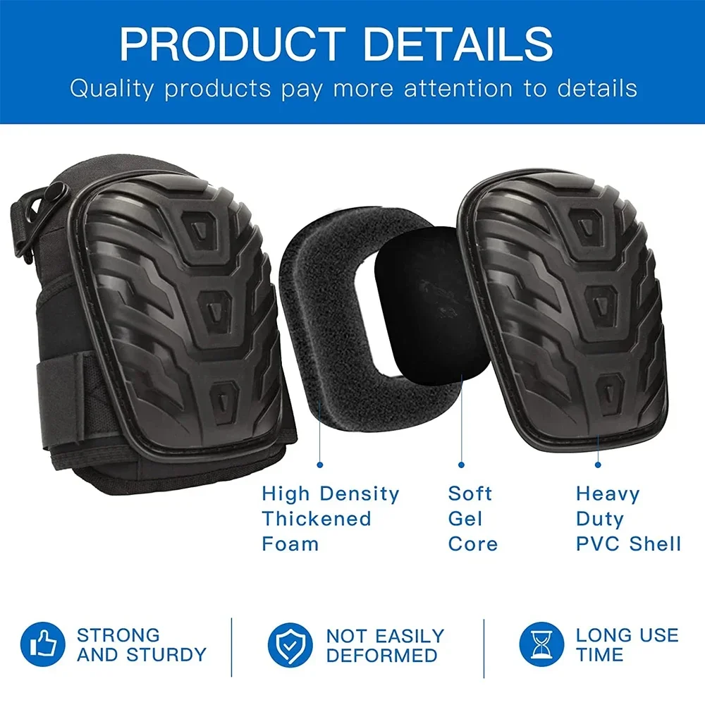 1Pair Knee Pads with Gel Padding Adjustable Straps Protect Good Shock and Cushioning Knee Pads for Gardening Construction Worker