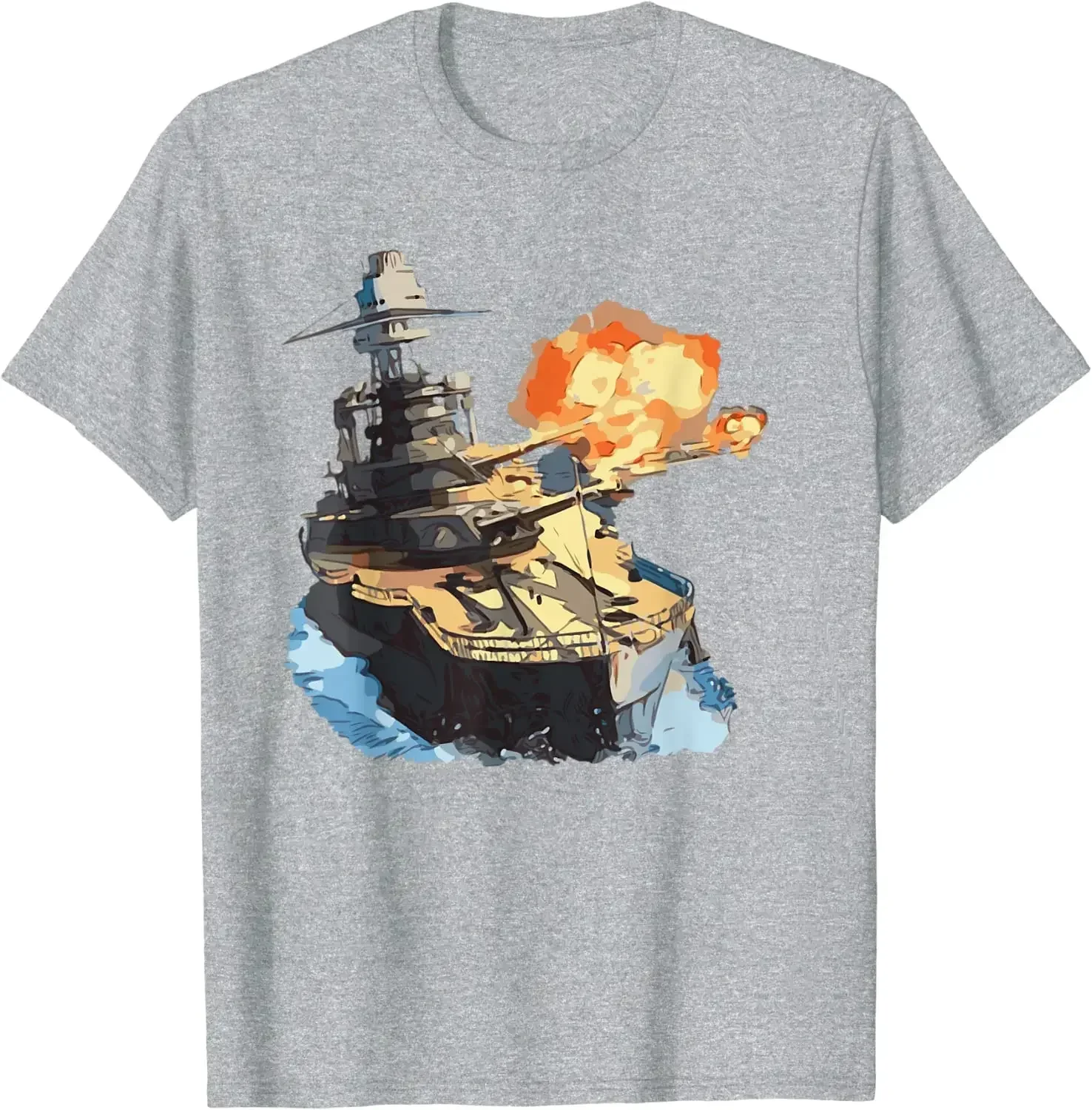 Warship Battleship Destroyer In Action T-Shirt 100% Cotton O-Neck Short Sleeve Summer Casual Mens T-shirt Streetwear