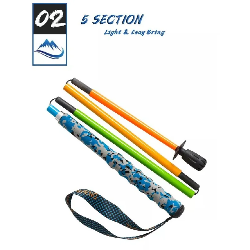

Colorful Ultra-light High Modulus Carbon Fiber Five-section Folding Mountaineering Cross-country Walking Stick