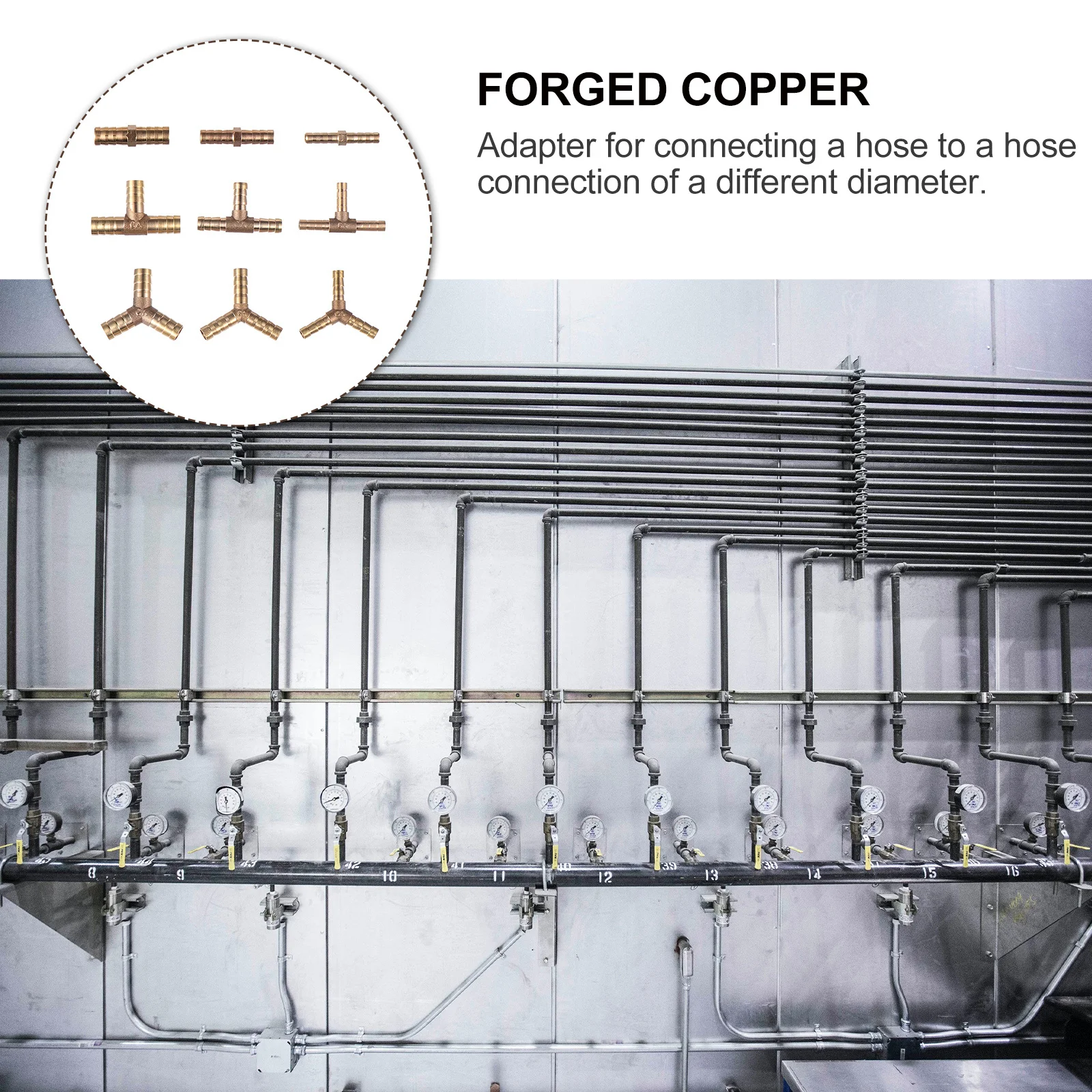 

9Pcs Copper Hose Connector Natural Gas Joint Durable Forged Fittings for Temperature Control Pneumatic Fluid Systems