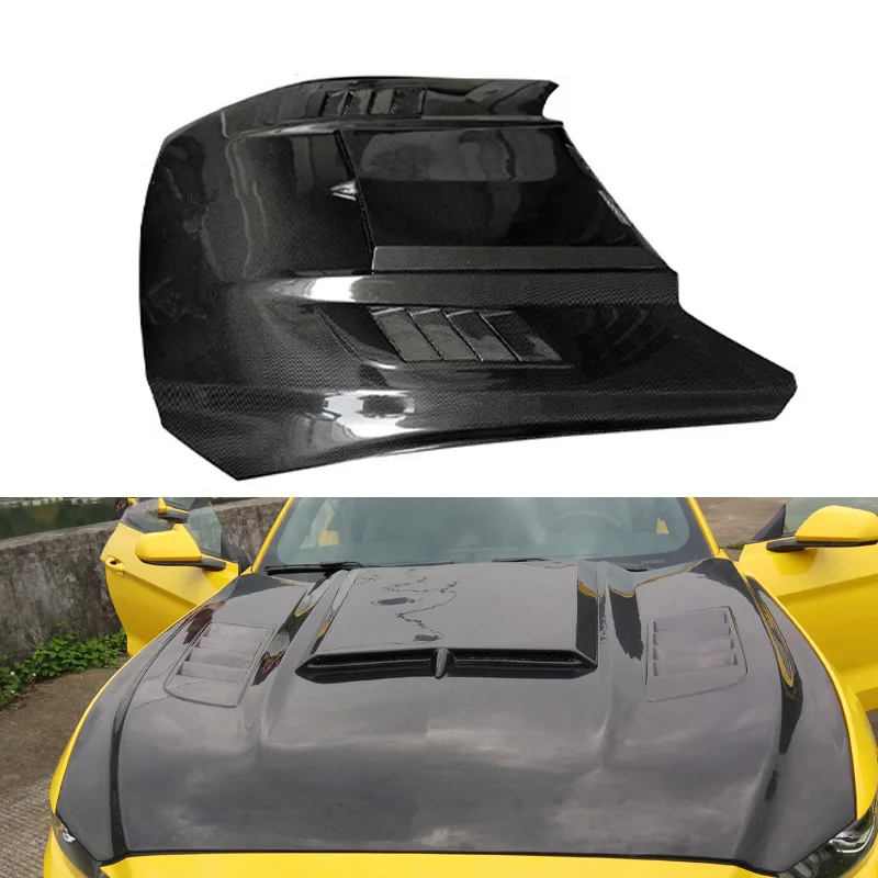 Car Carbon Fiber Fibre Front Bonnet Engine Hood Vented for Mustang 2015-2017