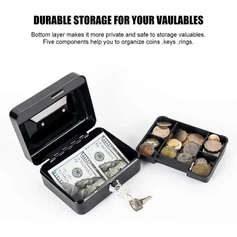 Mini Key Safe Money Box Portable Steel Piggy Bank Sturdy Lockable Coin Box Adult Kids Piggy Bank Home Store Safety Suitcase