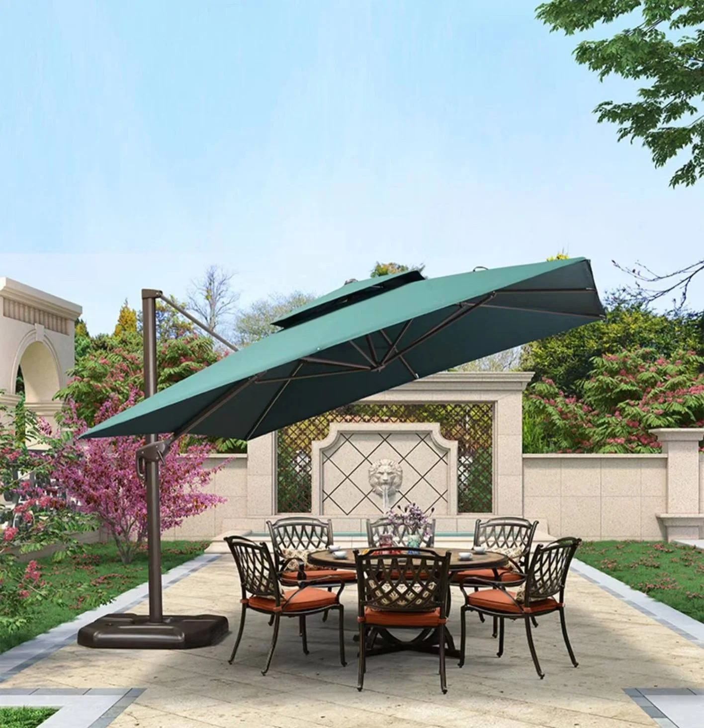 

Classic Fashion Patio Garden Sunshade Roma Umbrella * 10ft Cantilever Aluminum Frame Solar LED Lighting Parasol