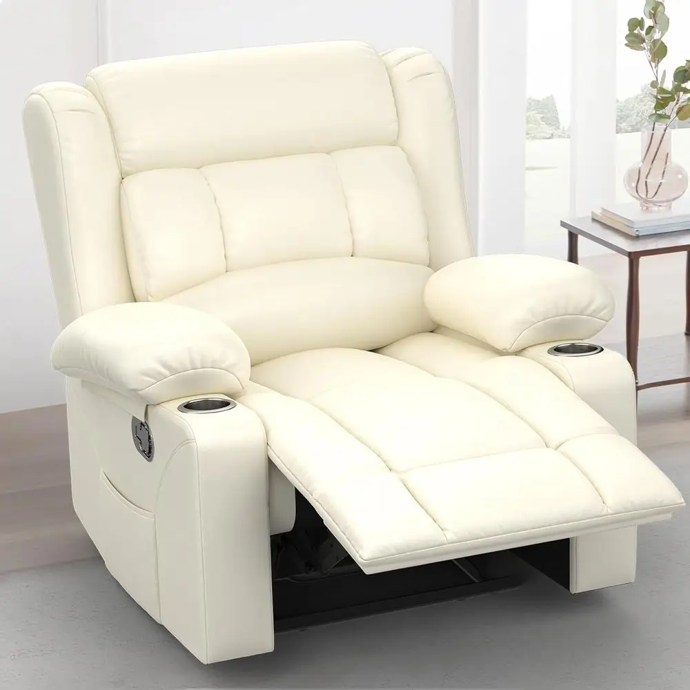 Oversized Reclining Loveseat with Cup Holders, Ideal for Home Theater, RV, or Gaming Rooms, White