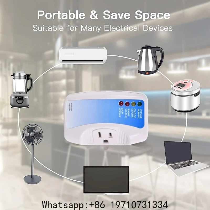 Protector Plug in Multi Function Plug Wall Mount Power Suppressor Voltage Protector Single Outlet Surge for TV/PC/Refrigerator