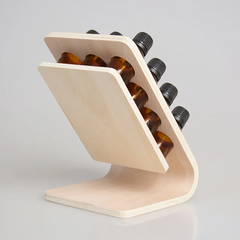 12 Slots 15ML Rectangle Shape Wooden Essential Oil Display Stand Holder Perfume Rack for Roller Bottles/Dropper Bottle