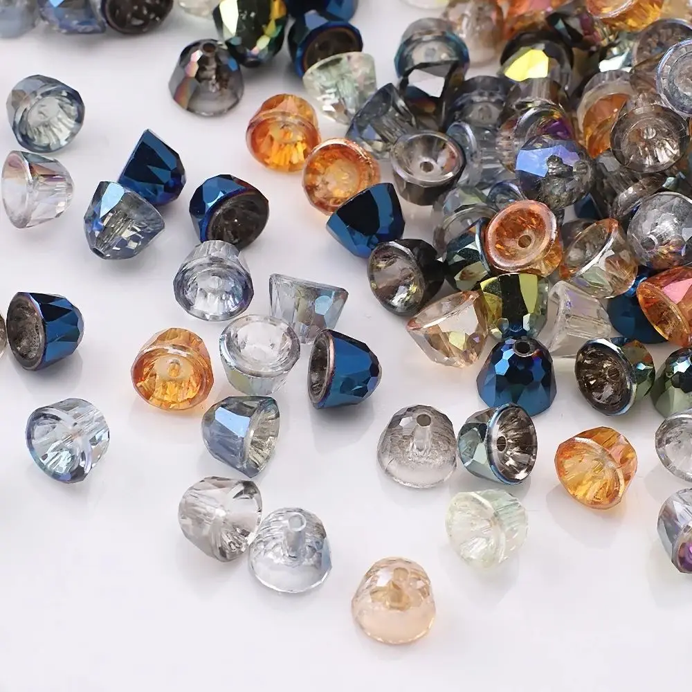 50Pcs Austria Crystal Pendant Bell Shape 8mm Glass Faceted Beads Crafts Meterial Making Phone Chains Garment Supplier