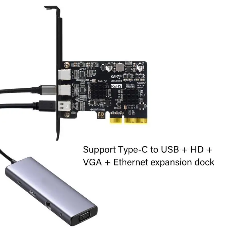 

652F Type C To 4K 60Hz Adapter Card Featuring Two USB 3.2 Ports And 10Gbps Data Transfer
