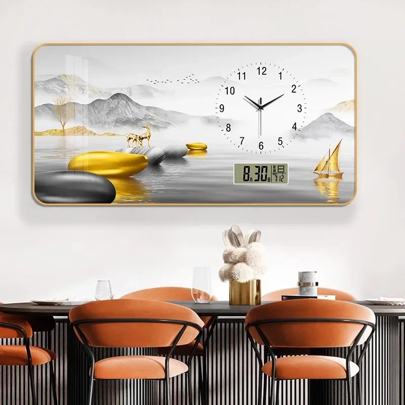 Fashion Perpetual Calendar Clock Wall Clock Living Room Home Electronic Clock Dining Room Decorative Painting