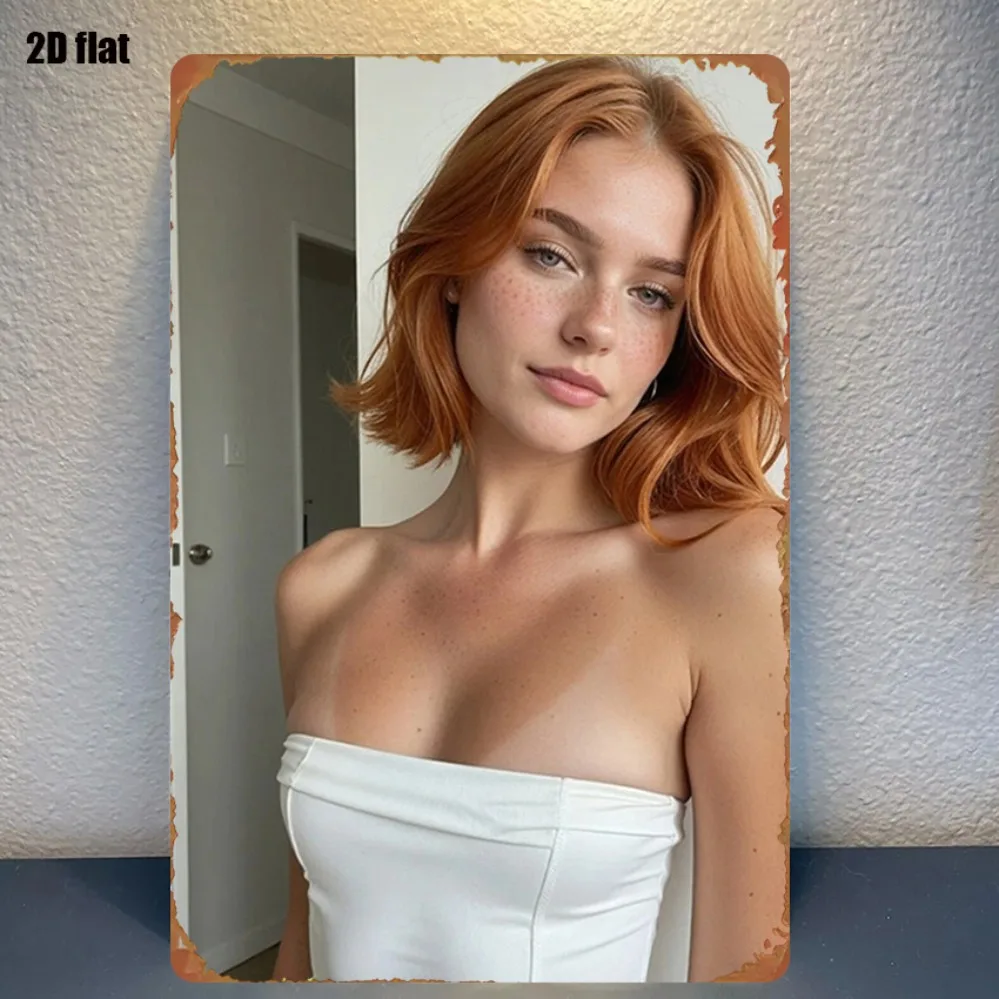 Metall-Blechschild „Vintage Redhead Woman“, 20,3 x 30,5 cm, Wandkunst-Dekoration für Zimmer, Zuhause, Garage, Café, Bar, Garten