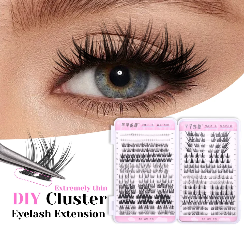 NEWCOME DIY Lash Extension Kit Individual Lashes Cluster Mix Eyelashes Full Set Lashes Kit with Lash Bond and Seal At Home