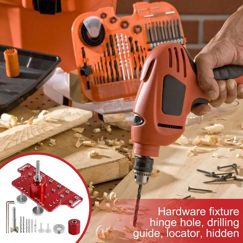 Wood Drilling Dowelling Guide Aluminum Alloy Power Tool Accessory Jigs Wear-Resistant Pocket Hole Jig Multiple Mounting Sizes