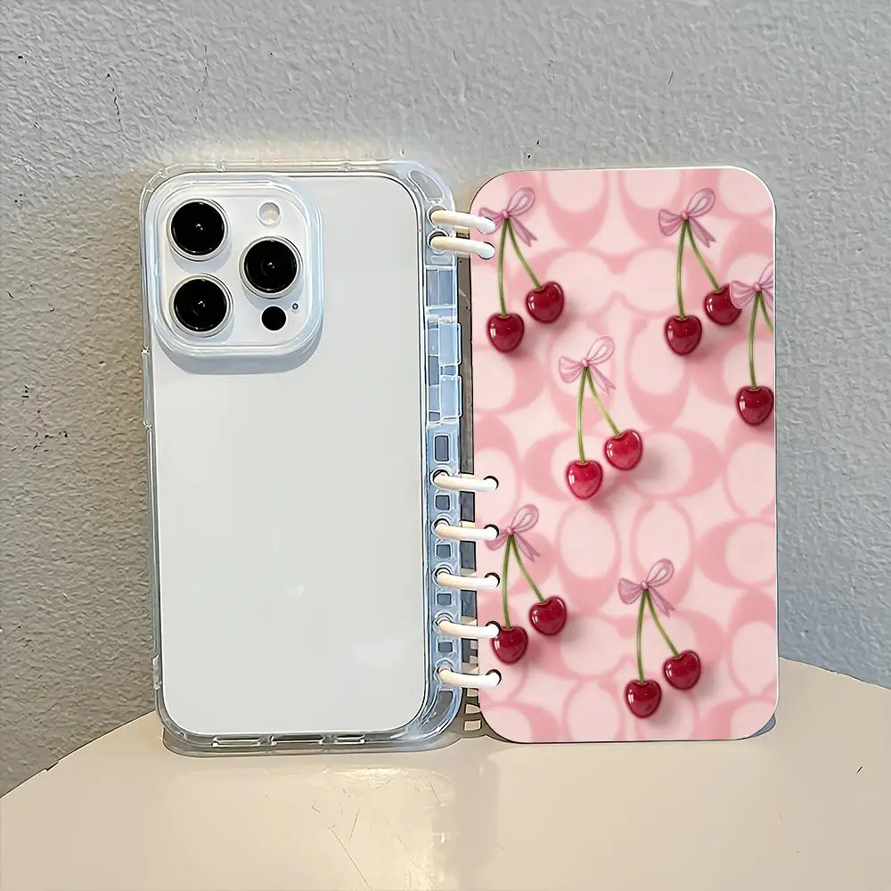 Coque C-Coach-s Cerises pour iPhone 17 16 15 14 11 12 13 Pro Max Plus, Étui de téléphone mignon avec motif artistique, Housse à rabat design carnet 3-en-1