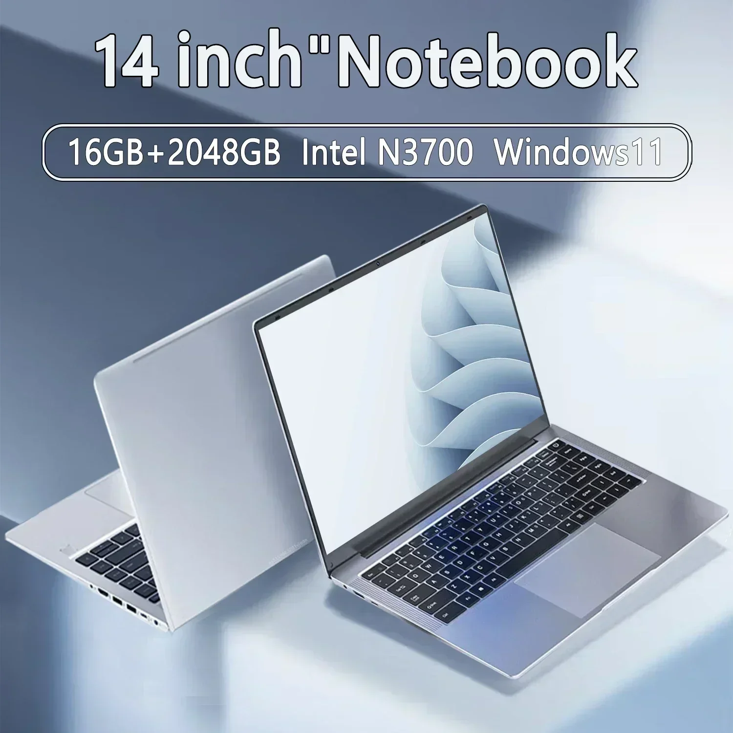 Laptop Intel Pentium N3700 16GB RAM 1024GB SSD Notebook 1920*1080 Resolution Windows 11 Unlock Computer Office Study gamer PC