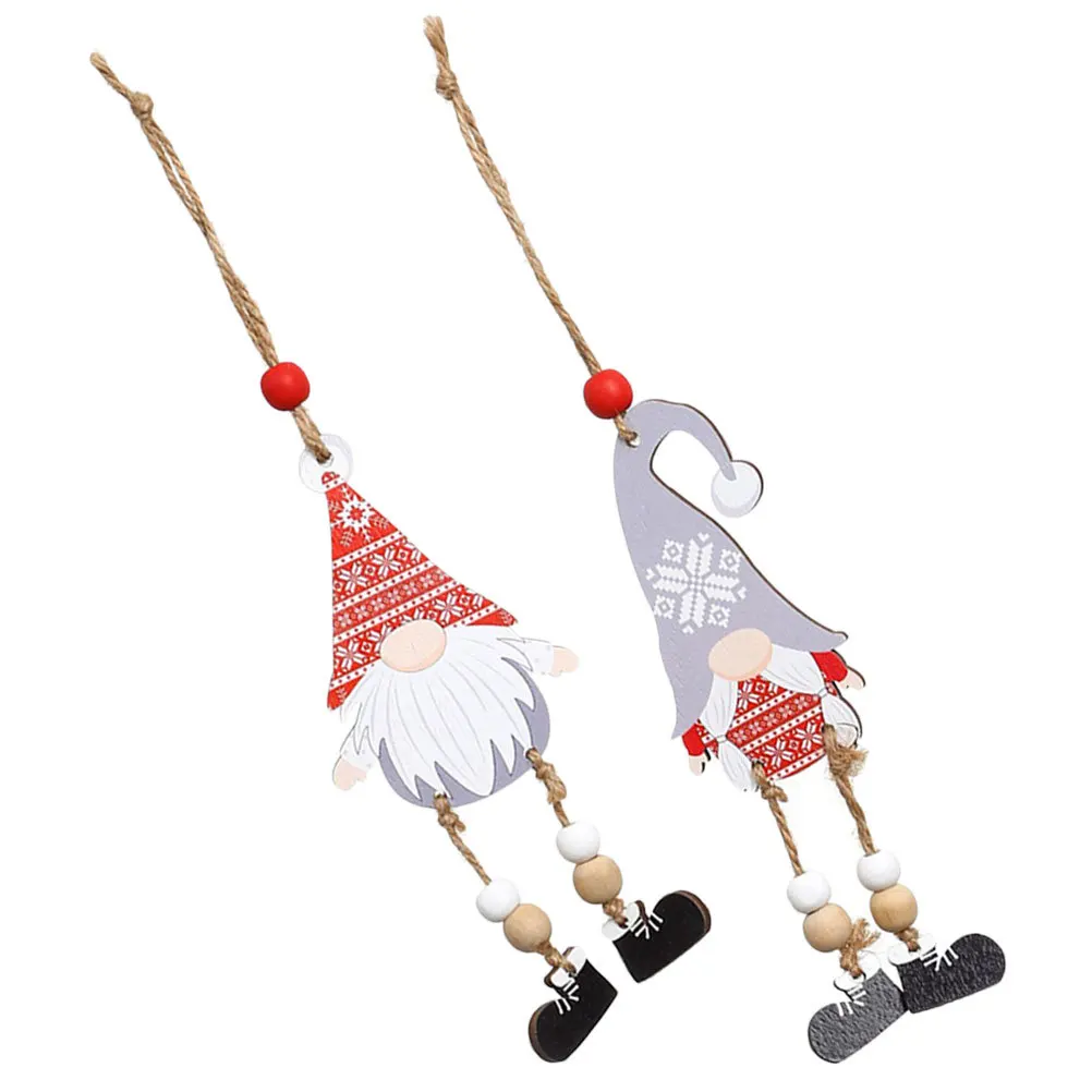 

2Pcs Wood Gnome Cutouts Hanging Ornaments Christmas Tree Decoration Xmas Hanging Adornments Holiday Party Decor Gnome Pendant
