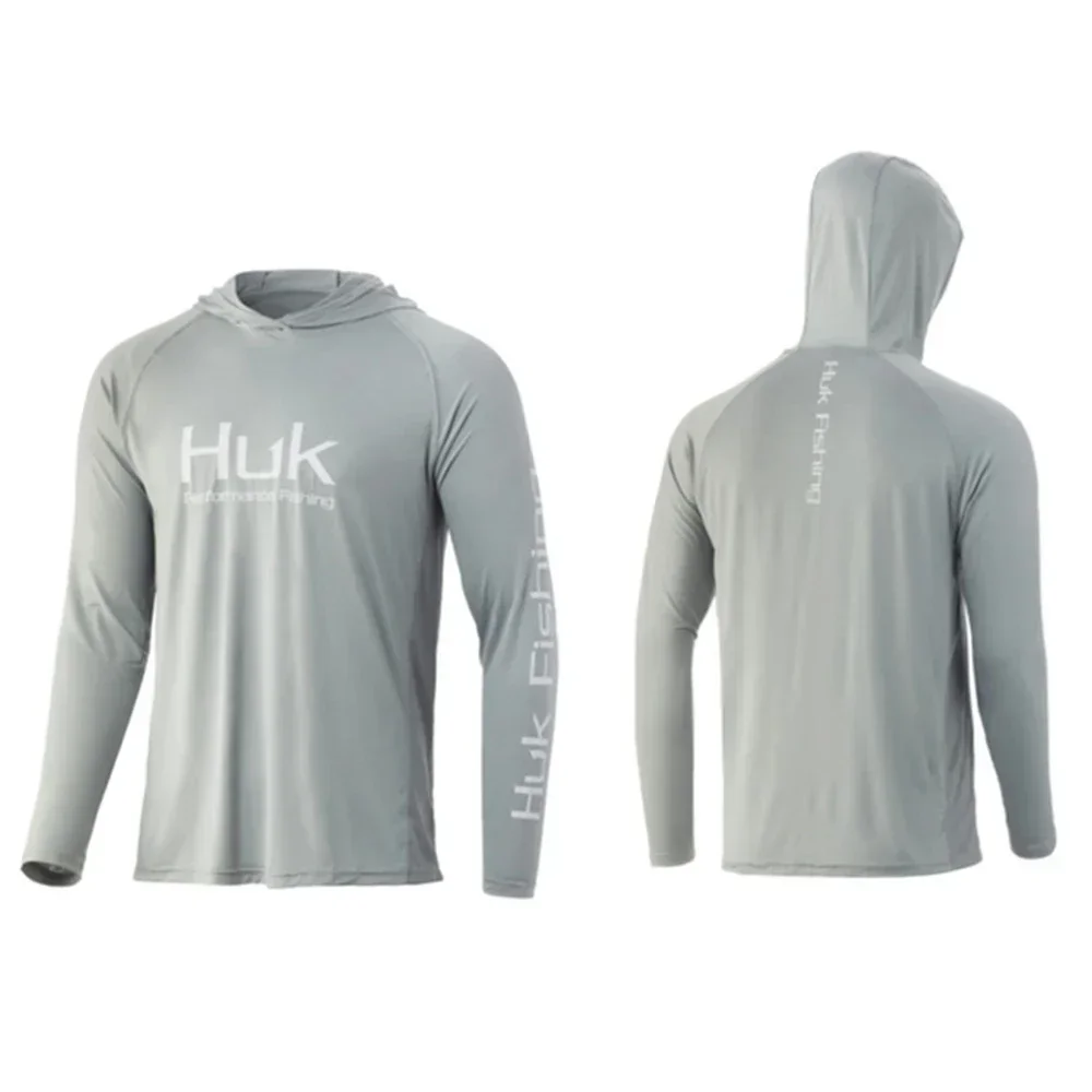 Huk Fishing Apparel Clothing Men Long Sleeve Fishing T-shirt Sun Protection Uv Breathable Hooded Angling Camisa De Pesca