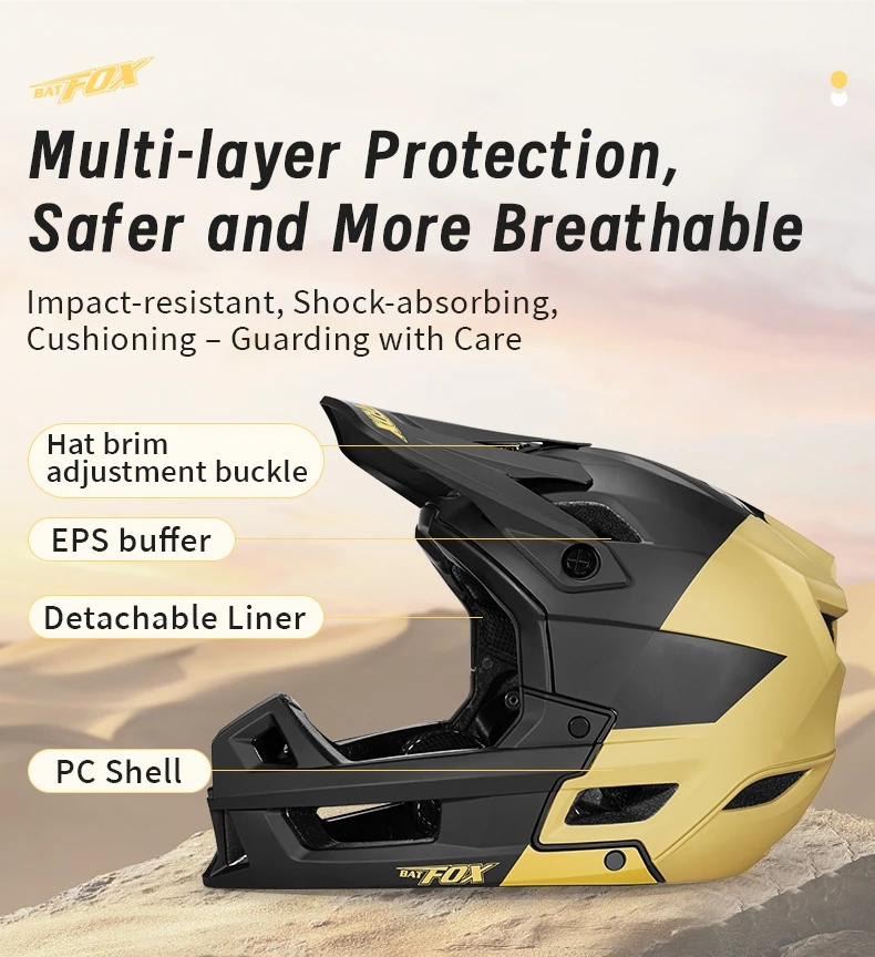 BATFOX Full Face Fahrradhelm Männer Frauen Downhill Off-Road Radfahren Motorrad Outdoor Sport Schutz Sicherheit MTB Fahrradhelme – Detail 4