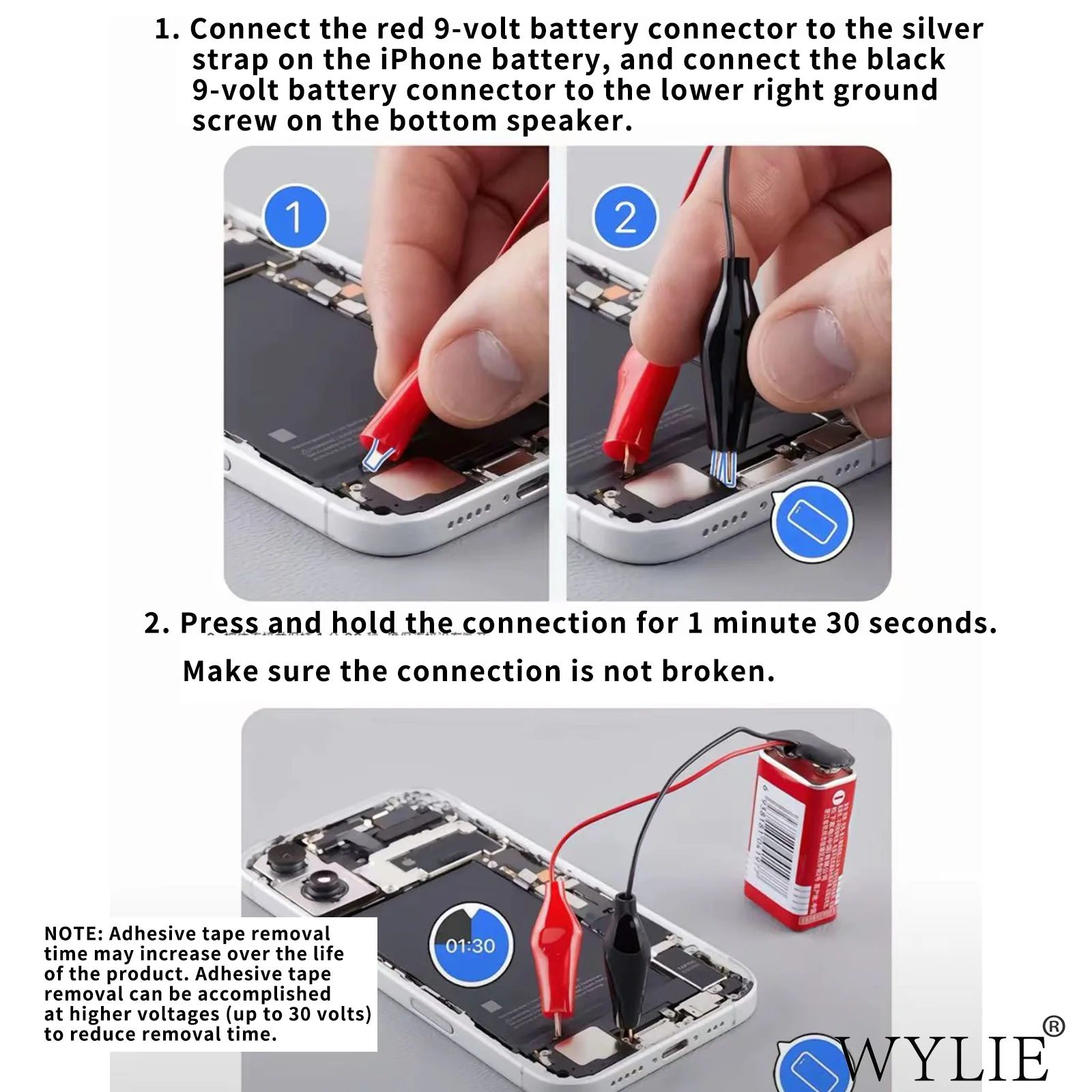 WYLIE Battery Electrolytic Adhesive Removal Crocodile Rack for IPhone 16 Series Repair Battery Tape Electrolytic Removal Tool
