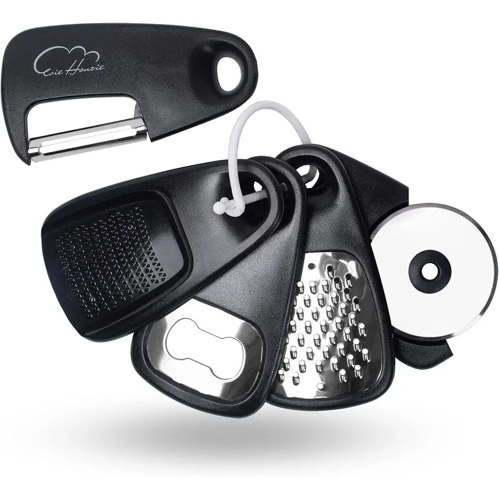Kitchen Gadgets Set 5 Pieces, Space Saving Cooking Tools Kitchen Accories - ruit/Vegetable Peeler, Cheese/Chlate Grater, Bottle