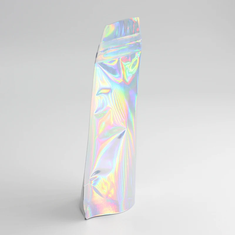 Translucent Laser Aluminum Foil Stand Up Zipper Top Pouches Doypack Clear Front Holographic Mylar Zip Lock Packaging Bags