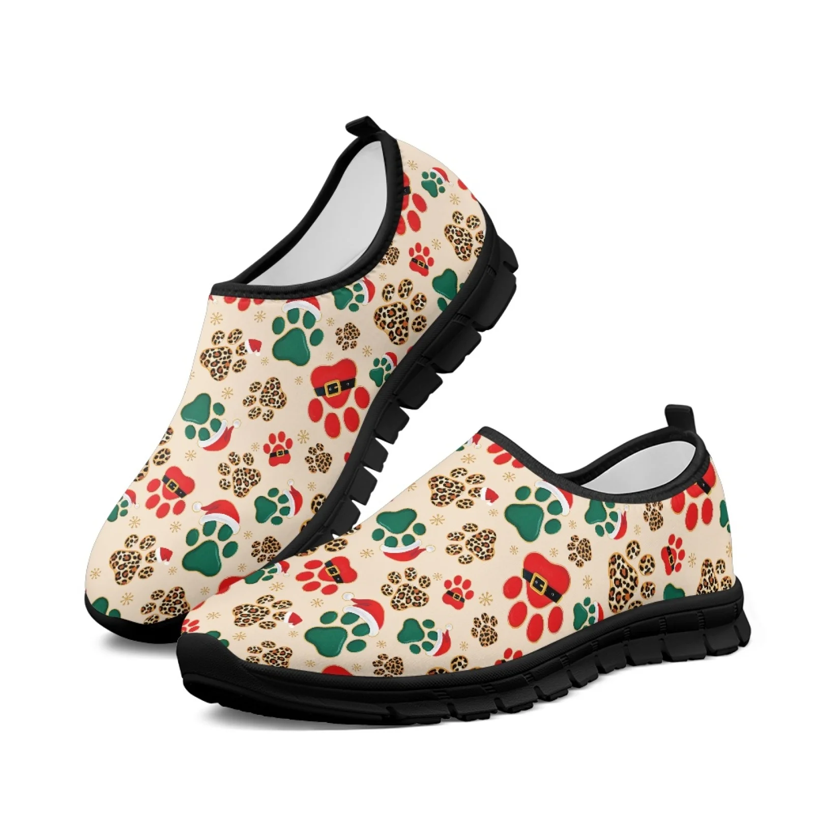 

2025 Christmas Dog Paw Print Mesh Gym Trainers Women Loafers Ladies Sneakers Slip On Flats slip-ons Sport Running Casual Shoes
