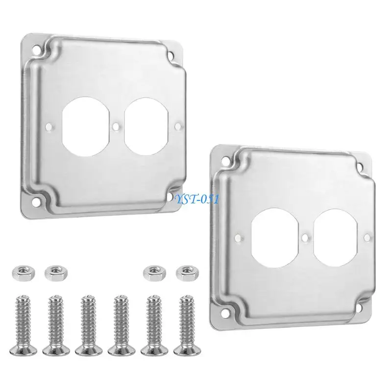 E15A Pack of 2 Metal Switches Plate Covers with Rusts Proof Designs for Home Wiring