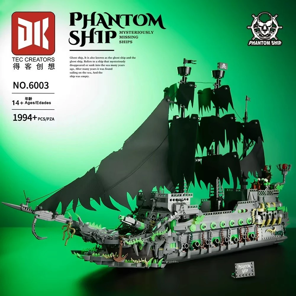 

1994PCS Creative Ghost Pirate Ship Building Blocks Sailboat Model Construction Bricks Sets Gift For Kids Adult