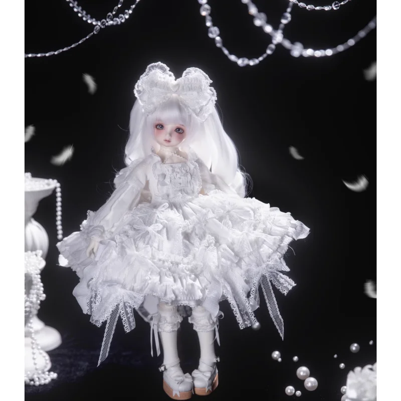 

BJD Doll Clothes White Lolita Dress For 1/4 Doll Accessories Dress Up Doll Gift Diy Lolita Clothes (No Doll)