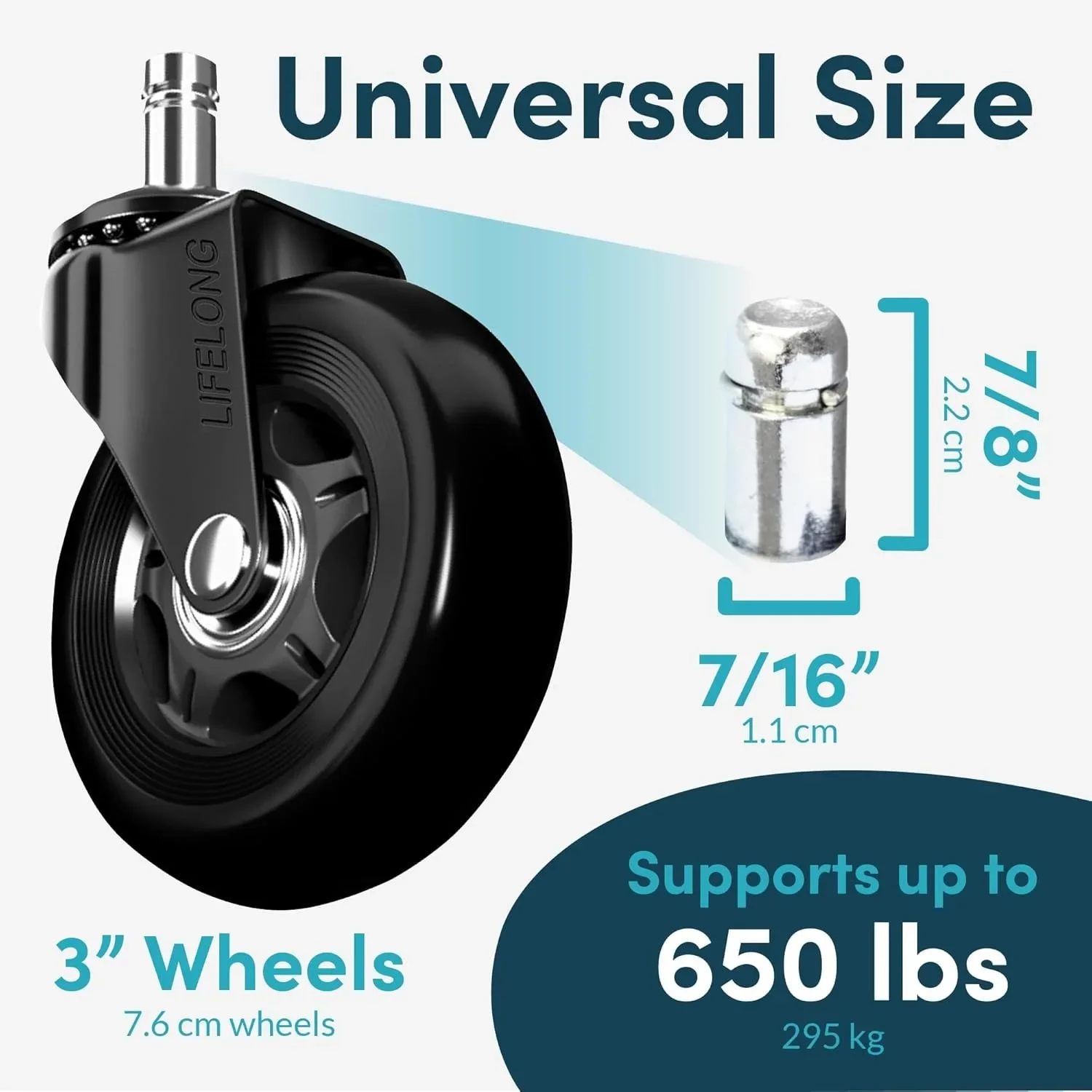 Office Chair Wheels Replacement Set of 5 - NO MORE CHAIR MATS - Office Chair Casters for HARDWOOD FLOORS - Smooth Rolling
