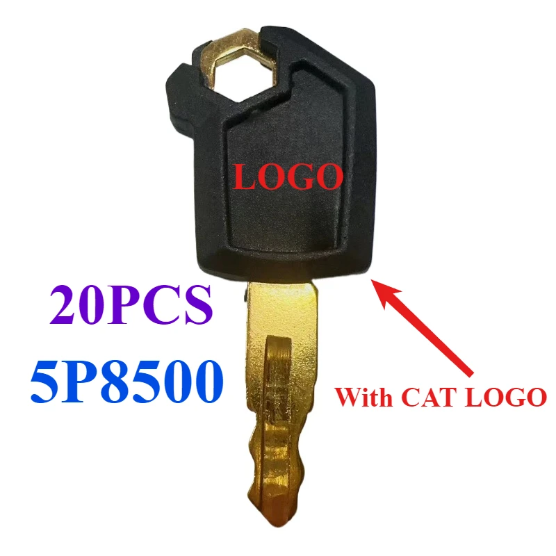 20PCS Copper Key for Caterpilla 5P8500 Heavy Equipment Ignition Loader Excavator Dozer Plastic Black & Gold