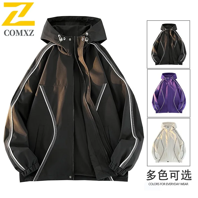 

COMXZ Men Jackets Casual Japanese Cycling Fishing Windproof Breathable Walking Overcoat Trendy Travel Camping Valley Jackets