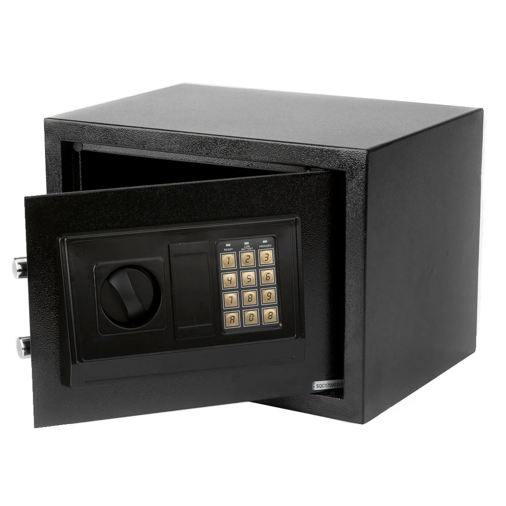 

E25EA Small Size Electronic Digital Steel Safe Strongbox, used within home and office, Wall-mounted small safe with 2 keys,Black
