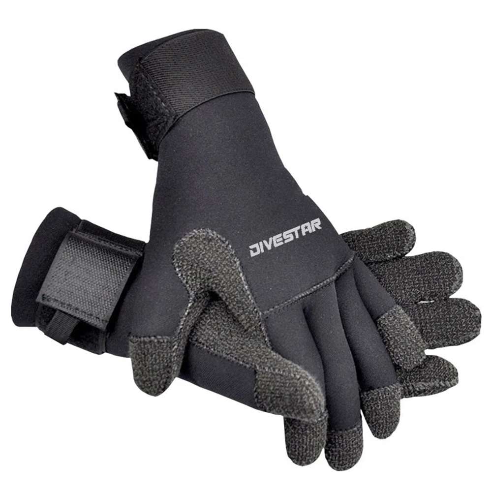 Adjustable Black Stab Resistant Gloves 3/4/5MM Protective Diving Gloves for Underwater Hunting Neoprene Non-Slip Hand Wear