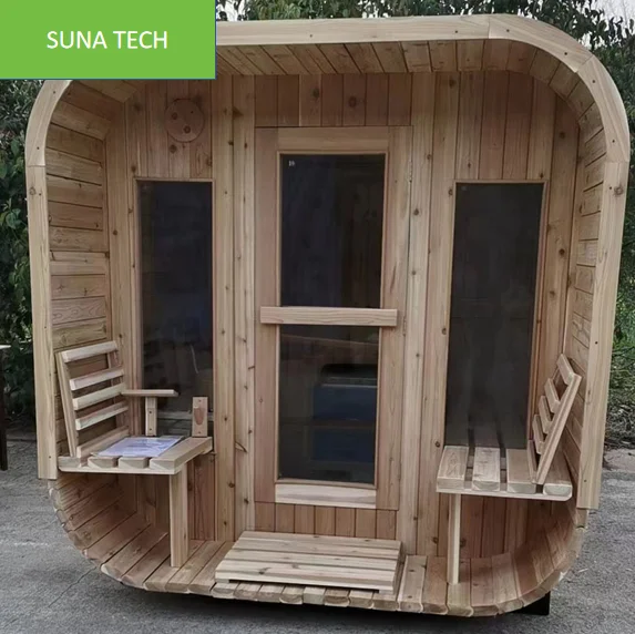 

Canadian Hemlock Wood Far Infrared Light Wave Room Anti-aging Steam Room Best-selling Outdoor Sauna Room in Europe
