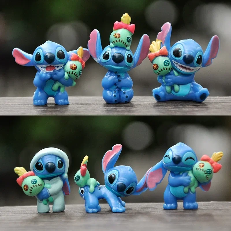 

Disney 6pcs/set Anime Stitch Figures Toys Cartoon Character Hand with Scrump Model Dolls Decoration Kids Birthday Party Gifts