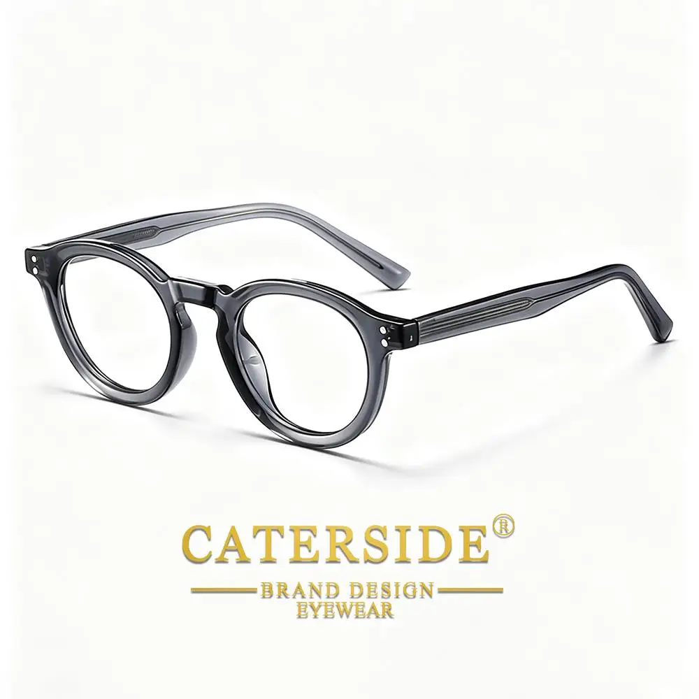 CATERSIDE Modische Herren-Anti-Blaulicht-Brille, Tr-90, runder Rahmen, flache Lichtbrille, Damen-Computer-Lese-Schutzbrille – Detail 6