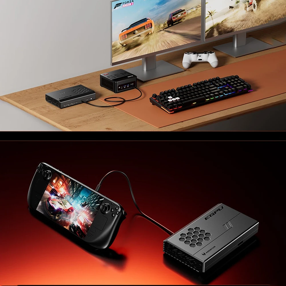 Aoostar XG76XT External GPU Dock RX7600XT Desktop Graphics Card USB4/OCuLink Dual Interface 150W Full Power for Laptop/Mini PC