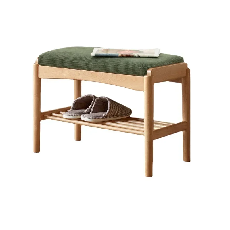 Nordic Beech Double Layer Shoe Stool Comfortable Soft Bag Shoe Cabinet Versatile Hallway Bench for Home Entryway New Arrivals