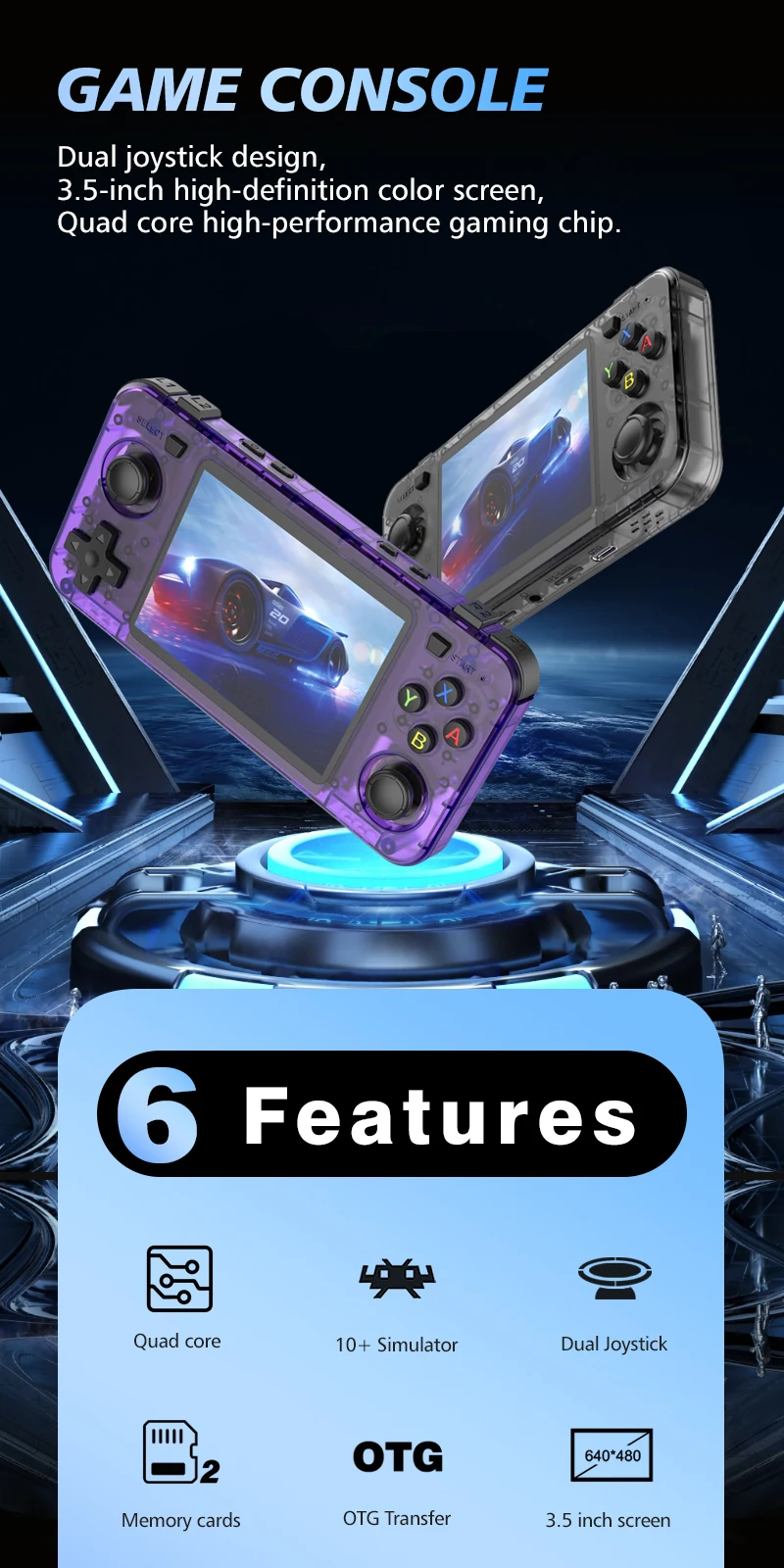 R36H ريترو وحدة تحكم ألعاب فيديو محمولة نظام Arkos الأصلي 3.5 بوصة IPS شاشة المحمولة جيب مشغل فيديو 64G 128G