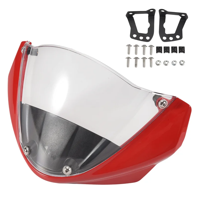 

A03G-Motorcycle Windshield Head Cover Windshield Fairing For Ducati Monster 696 795 796 M1100, Red