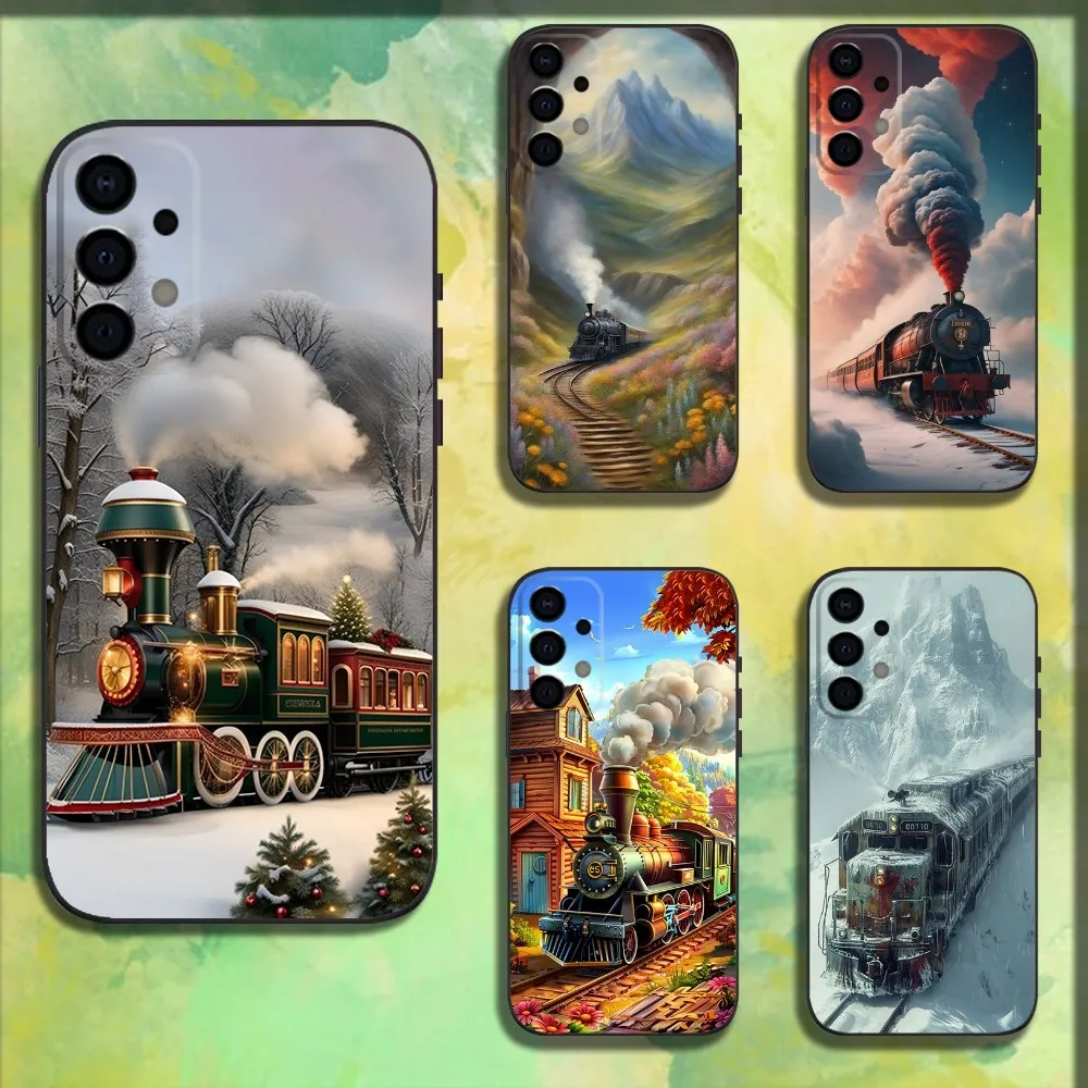 Classic Steam Train Railway Phone Case For Samsung Galaxy A13,A21s,A22,A31,A32,A52,A53,A71,A80,A91 Soft Black Cover